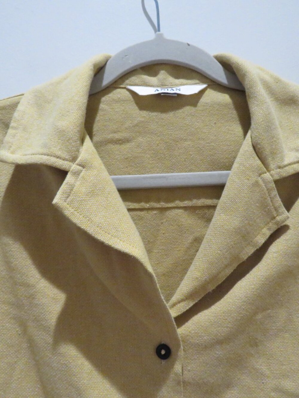 ANIAN Oxford Camp Collar Shirt Mustard Small Boxy Cropped Woven Casual Cotton - Picture 5 of 12